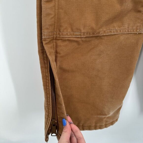 VTG Carhartt R01 BRN Mens 44x28 HEAVY DUTY Distressed Overall Bibs Double Knee - Picture 3 of 12